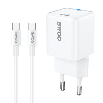 Incarcator Retea Cu Cablu USB-C BWOO CDA211, 30W, 3A, 1 x USB-C, Alb