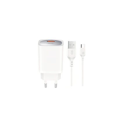 Incarcator Retea Cu Cablu USB-C XO Design CE19, 18W, 3A, 1 x USB-A, Alb
