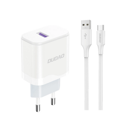 Incarcator Retea Cu Cablu USB-C Dudao A20EU, 18W, 3A, 1 x USB-A, Alb