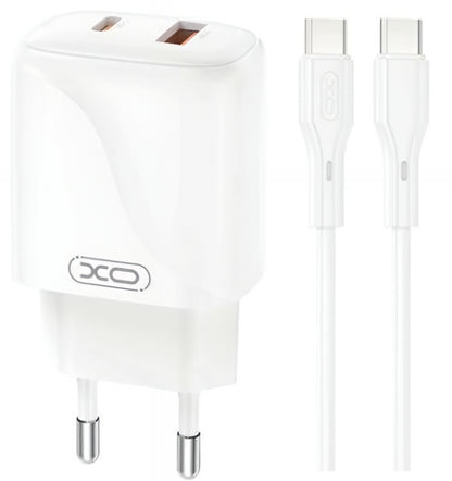 Incarcator Retea Cu Cablu USB-C XO Design L158, 20W, 3A, 1 x USB-A - 1 x USB-C, Alb