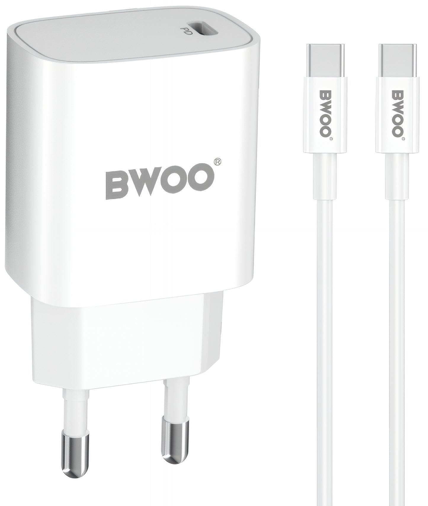 Incarcator Retea Cu Cablu USB-C BWOO CDA159, 20W, 3A, 1 x USB-C, Alb