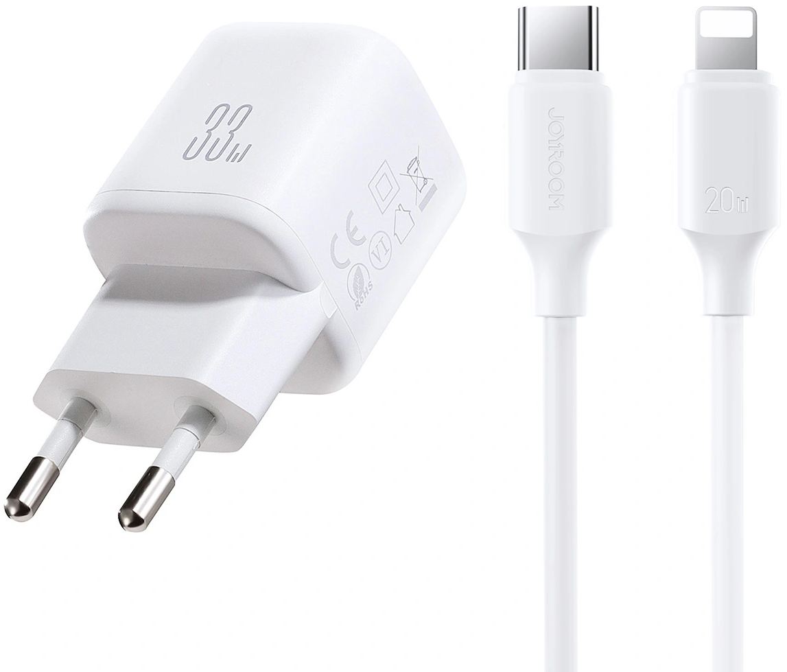 Incarcator Retea Cu Cablu Lightning Joyroom JR-TG7, 33W, 3A, 1 x USB-A - 1 x USB-C, Alb