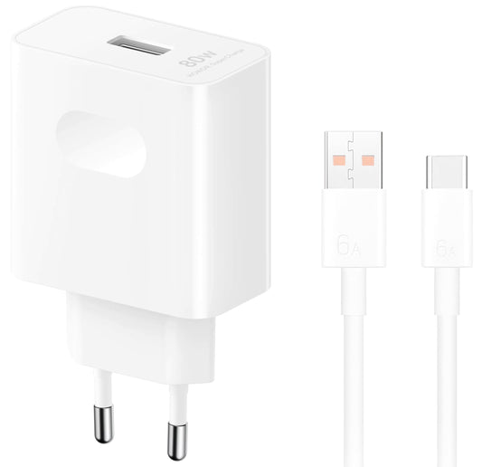 Incarcator Retea Cu Cablu USB-C Honor, 80W, 1 x USB-A, Alb