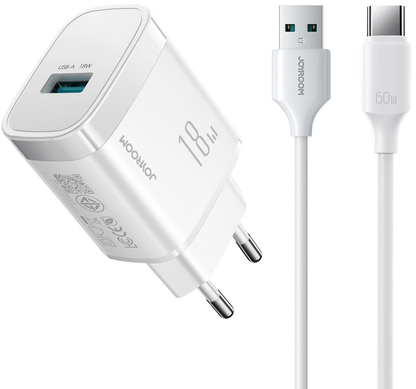 Incarcator Retea Cu Cablu USB-C Joyroom JR-TF4, 18W, 3A, 1 x USB-A, Alb