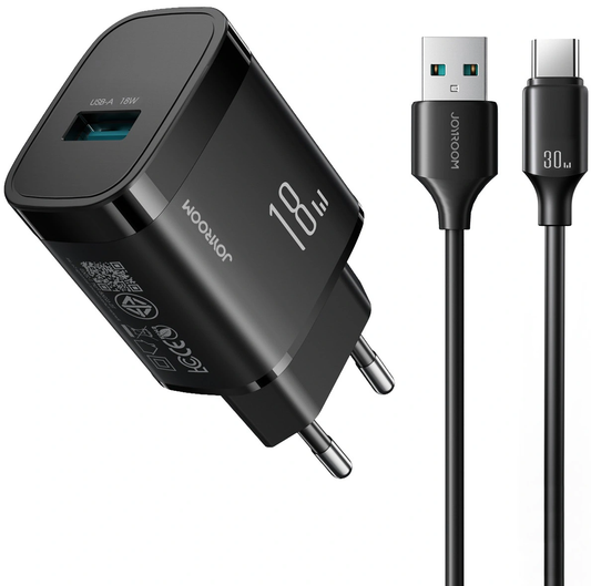 Incarcator Retea Cu Cablu USB-C Joyroom JR-TF4, 18W, 3A, 1 x USB-A, Negru