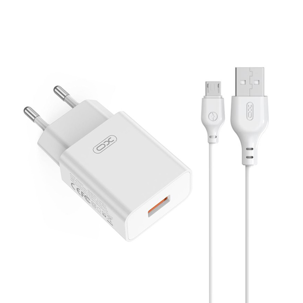Incarcator Retea Cu Cablu microUSB XO Design L127, 18W, 3A, 1 x USB-A, Alb