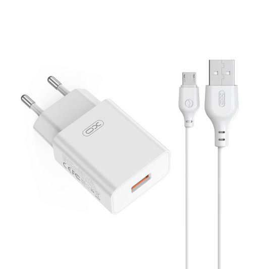 Incarcator Retea Cu Cablu microUSB XO Design L127, 18W, 3A, 1 x USB-A, Alb