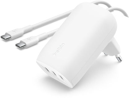 Incarcator Retea Cu Cablu USB-C Belkin BoostCharge, 67W, 3A, 3 x USB-C, Alb WCC002vf2MWH-B6