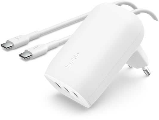 Incarcator Retea Cu Cablu USB-C Belkin BoostCharge, 67W, 3A, 3 x USB-C, Alb WCC002vf2MWH-B6