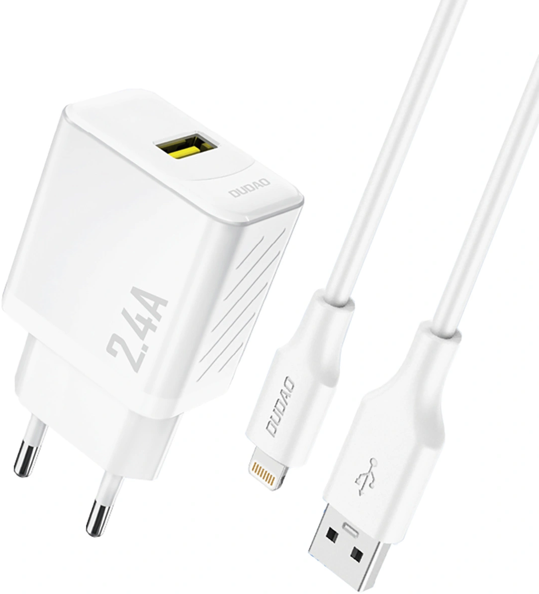 Incarcator Retea Cu Cablu Lightning Dudao A23LEU, 12W, 2.4A, 1 x USB-A, Alb