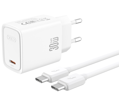 Incarcator Retea Cu Cablu USB-C XO Design CE53, 30W, 3A, 1 x USB-C, Alb