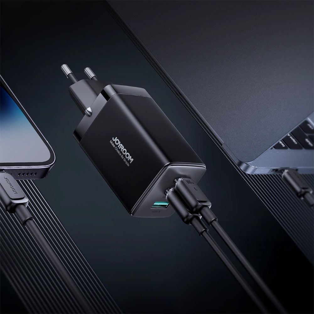 Incarcator Retea Cu Cablu USB-C Joyroom TCG01, 65W, 3.25A, 1 x USB-A - 2 x USB-C, Negru