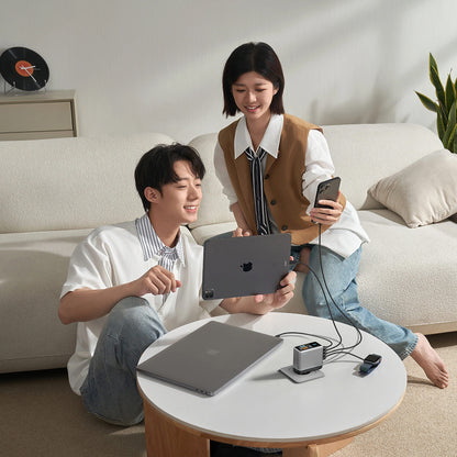 Incarcator Retea Cu Cablu USB-C Cuktech AD1204U Display, 120W, 6A, 1 x USB-A - 2 x USB-C, Argintiu