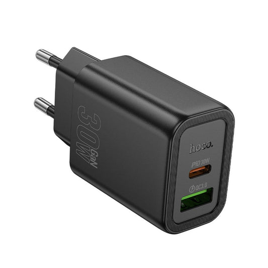 Incarcator Retea HOCO N63, 30W, 3A, 1 x USB-A - 1 x USB-C, Negru