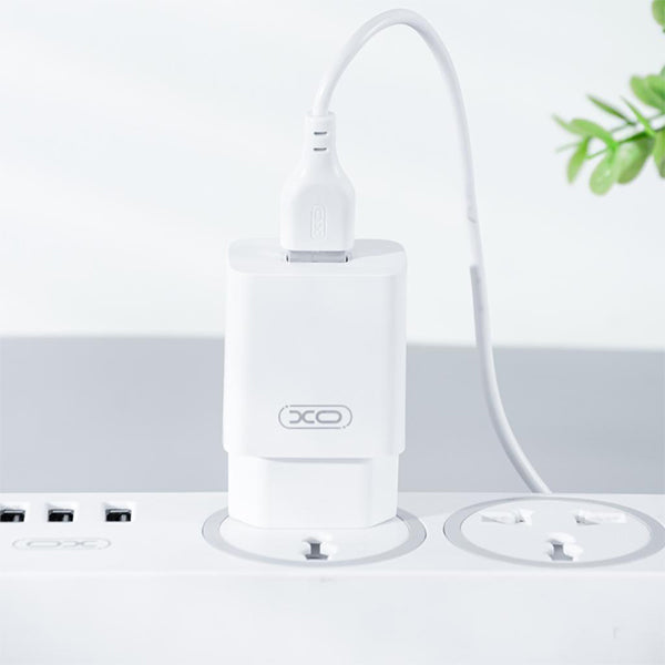 Incarcator Retea Cu Cablu microUSB XO Design L99, 12W, 2.4A, 1 x USB-A, Alb