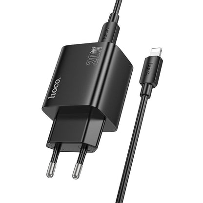 Incarcator Retea Cu Cablu Lightning HOCO N55, 20W, 3A, 2 x USB-A - 2 x USB-C, Negru
