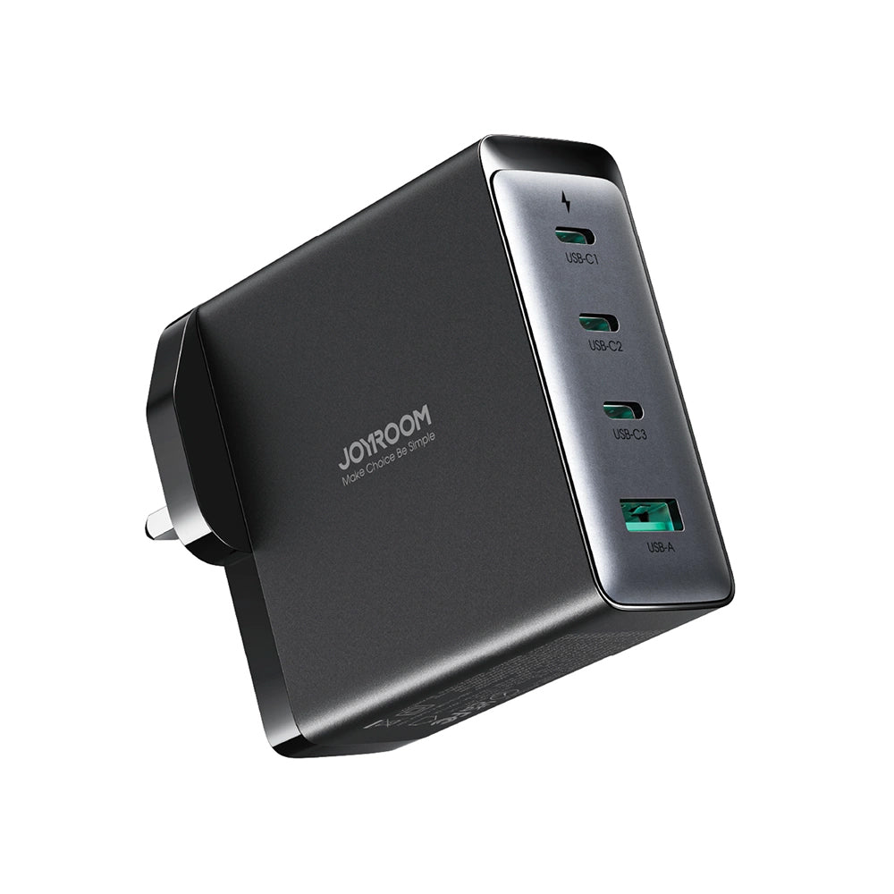 Incarcator Retea Cu Cablu USB-C Joyroom JR-TCG05UK, 140W, 5A, 1 x USB-A - 3 x USB-C, UK, Negru