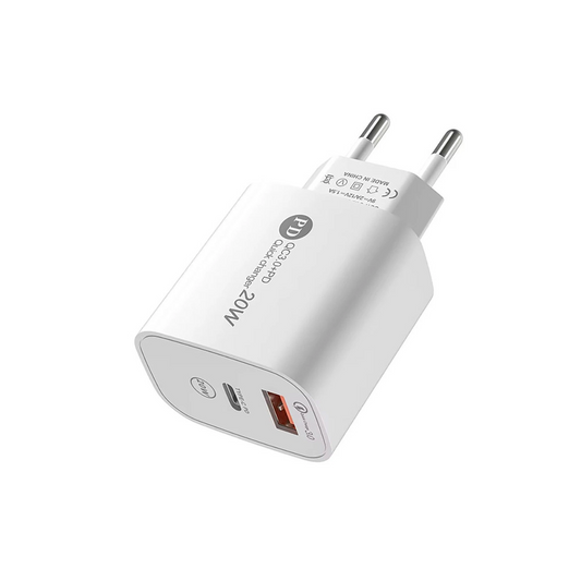 Incarcator Retea Cu Cablu USB-C A6MaxL, 20W, 3A, 1 x USB-A - 1 x USB-C, Alb