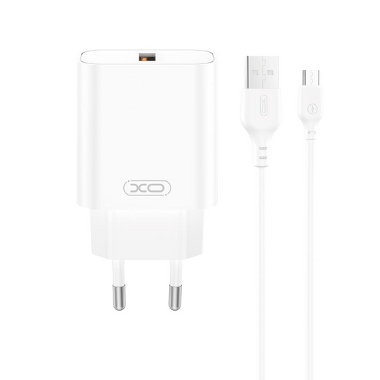 Incarcator Retea Cu Cablu USB-C XO Design CE33, 18W, 3A, 1 x USB-A, Alb