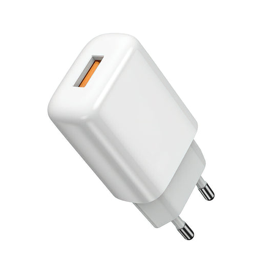 Incarcator Retea Cu Cablu Lightning Prestico F9S, 12W, 2.4A, 1 x USB-A, Alb