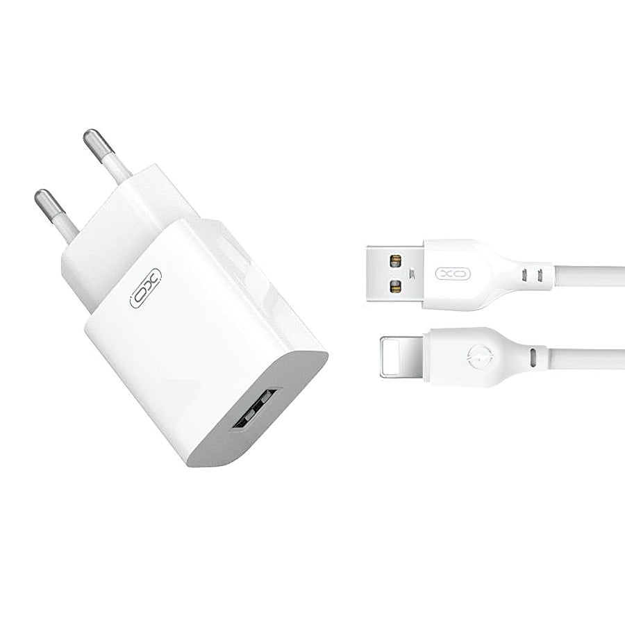 Incarcator Retea Cu Cablu Lightning XO Design L99, 12W, 2.4A, 1 x USB-A, Alb
