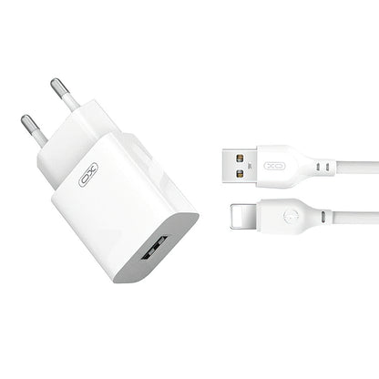 Incarcator Retea Cu Cablu Lightning XO Design L99, 12W, 2.4A, 1 x USB-A, Alb