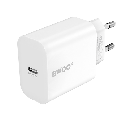 Incarcator Retea Cu Cablu Lightning BWOO CDA233, 20W, 3A, 1 x USB-C, Alb