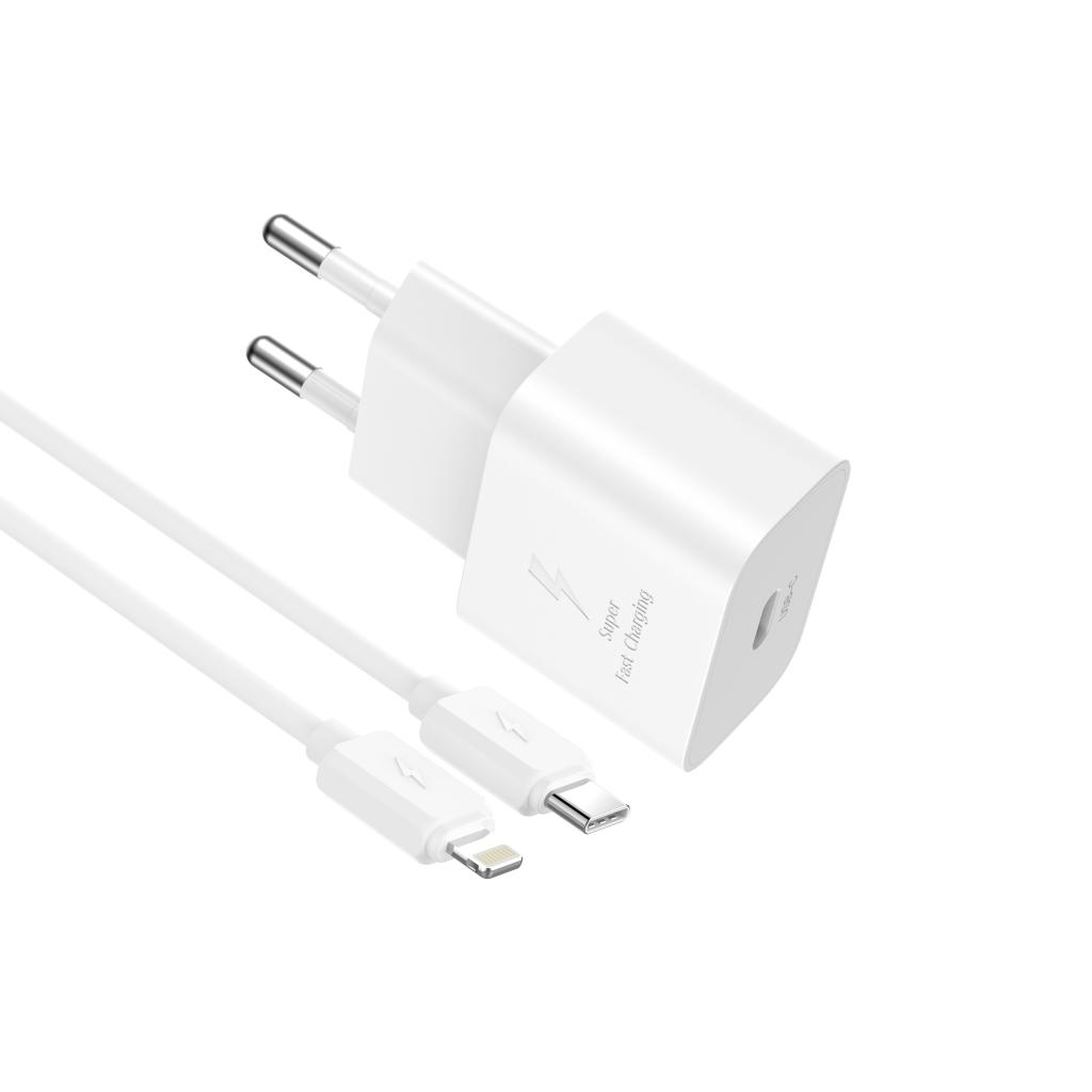 Incarcator Retea Cu Cablu Lightning XO Design L167, 25W, 3A, 1 x USB-C, Alb