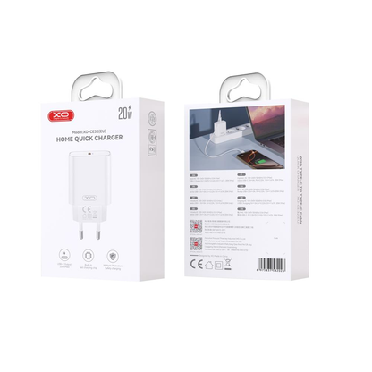 Incarcator Retea Cu Cablu Lightning XO Design CE32, 20W, 3A, 1 x USB-C, Alb