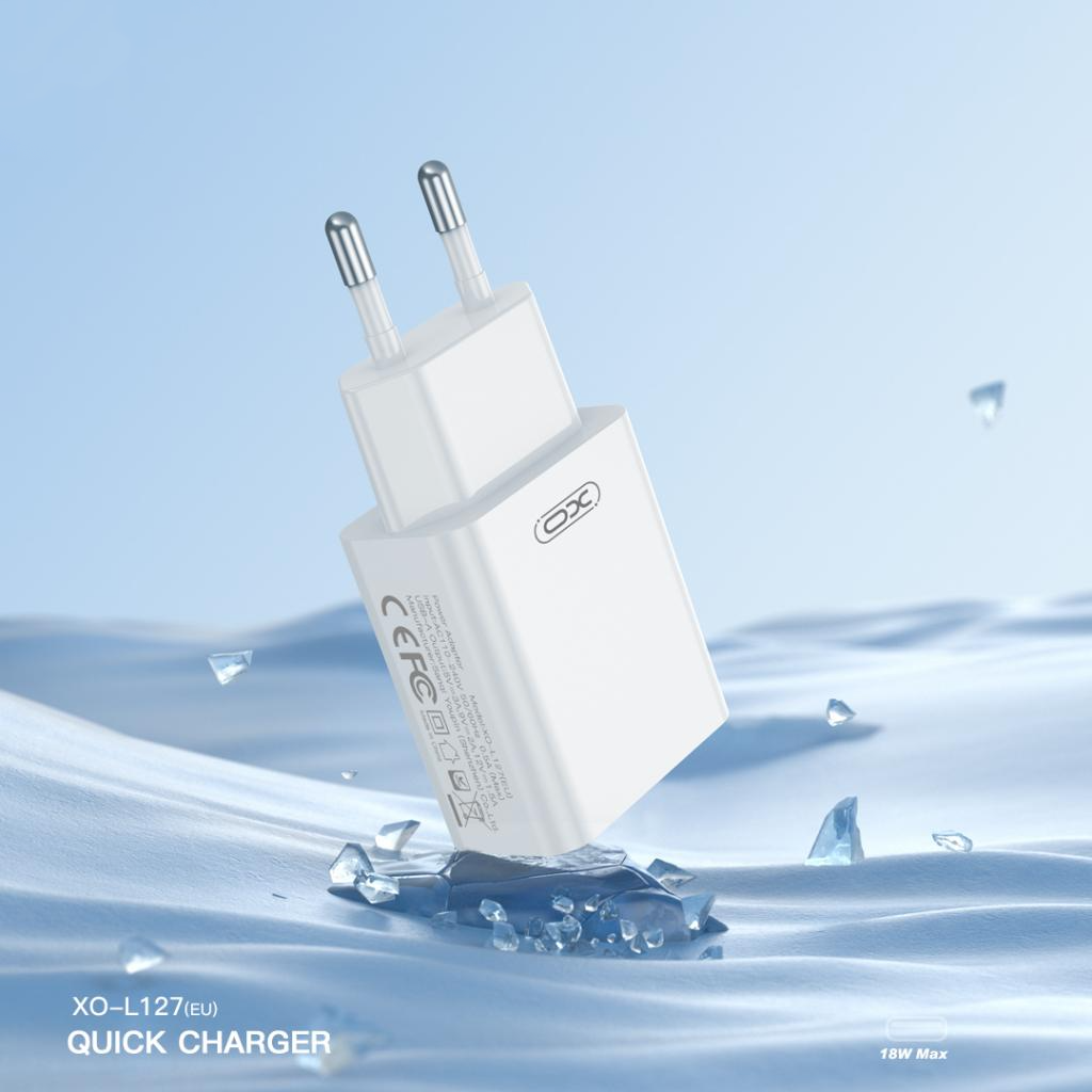 Incarcator Retea Cu Cablu USB-C XO Design L127, 18W, 3A, 1 x USB-A, Alb