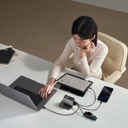 Incarcator Retea Cu Cablu USB-C Cuktech AD1204U Display, 120W, 6A, 1 x USB-A - 2 x USB-C, Argintiu