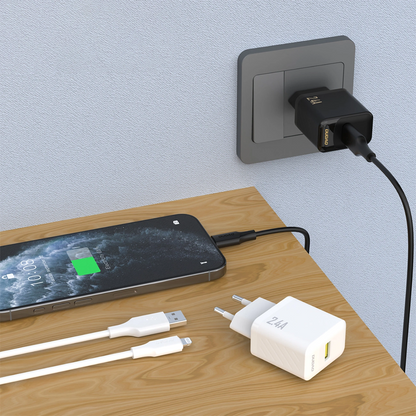 Incarcator Retea Cu Cablu Lightning Dudao A23LEU, 12W, 2.4A, 1 x USB-A, Alb