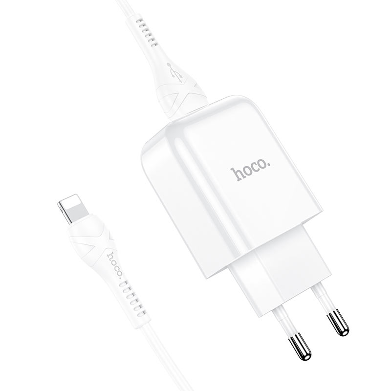 Incarcator Retea cu Cablu Lightning HOCO N2, 10W, 2A, 1 x USB-A, Alb