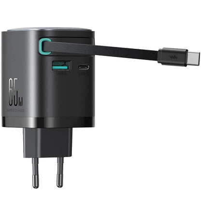 Incarcator Retea Cu Cablu USB-C Joyroom JR-TCL02, 65W, 3A, 1 x USB-A - 1 x USB-C, Negru