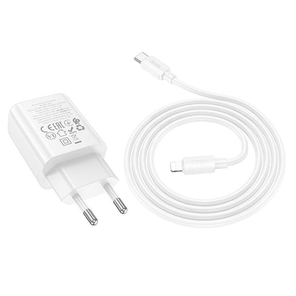 Incarcator Retea Cu Cablu Lightning HOCO N62, 30W, 3A, 1 x USB-C, Alb