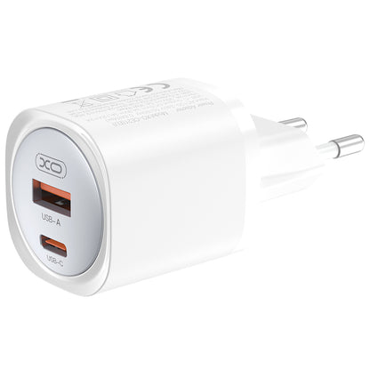 Incarcator Retea Cu Cablu USB-C XO Design CE21, 30W, 3A, 1 x USB-A - 1 x USB-C, Alb