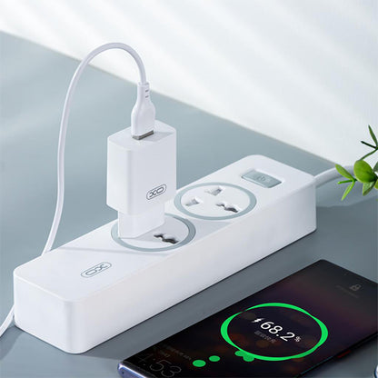 Incarcator Retea Cu Cablu microUSB XO Design L99, 12W, 2.4A, 1 x USB-A, Alb