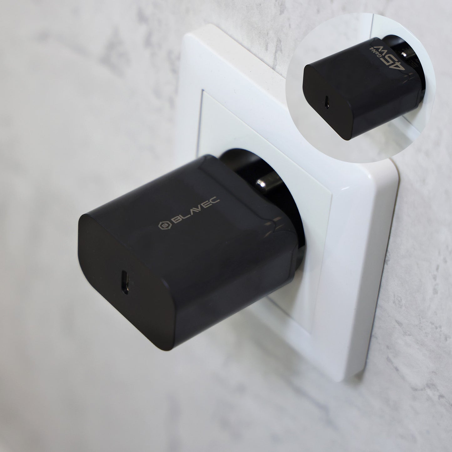 Incarcator Retea Cu Cablu USB-C Blavec BC-7, 45W, 3A, 1 x USB-C, Negru