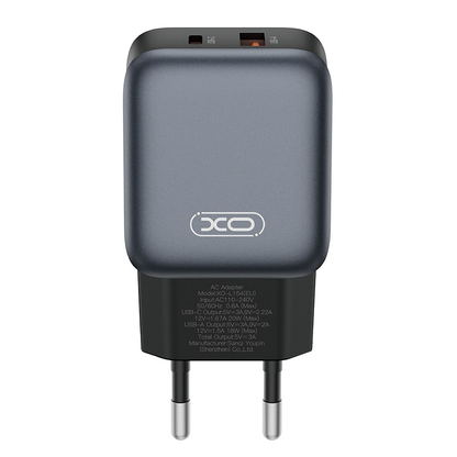 Incarcator Retea Cu Cablu Lightning XO Design L154, 20W, 3A, 1 x USB-A - 1 x USB-C, Negru