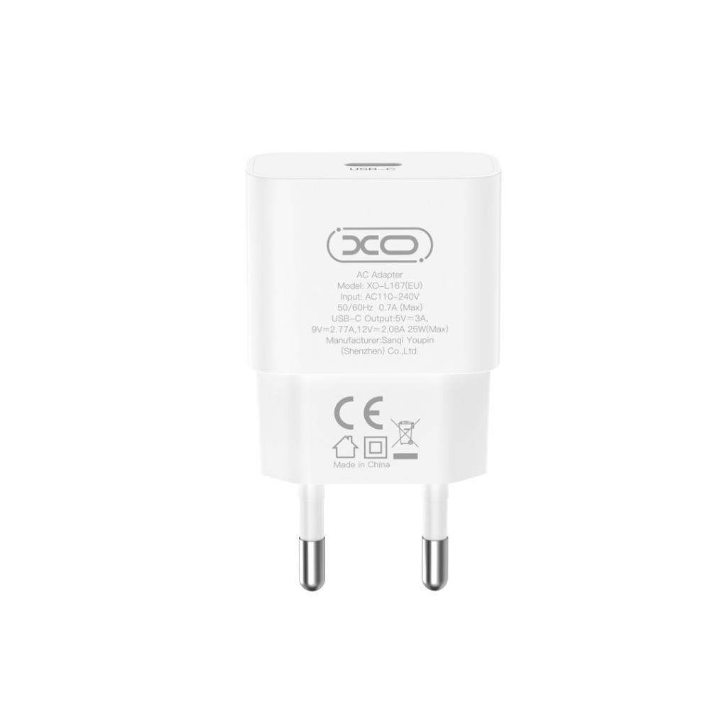 Incarcator Retea Cu Cablu USB-C XO Design L167, 25W, 3A, 1 x USB-C, Alb