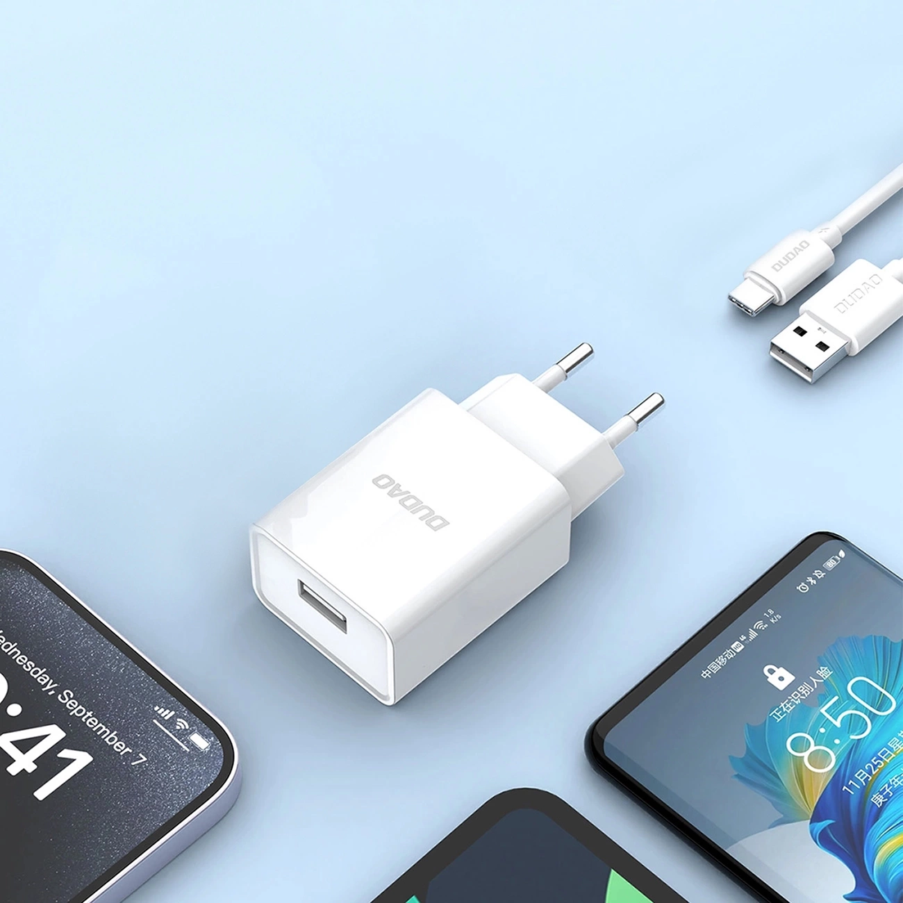 Incarcator Retea Cu Cablu USB-C Dudao A4EU, 10W, 2.1A, 1 x USB-A, Alb