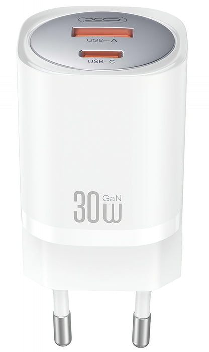 Incarcator Retea Cu Cablu Lightning XO Design CE21, 30W, 3A, 1 x USB-A - 1 x USB-C, Alb