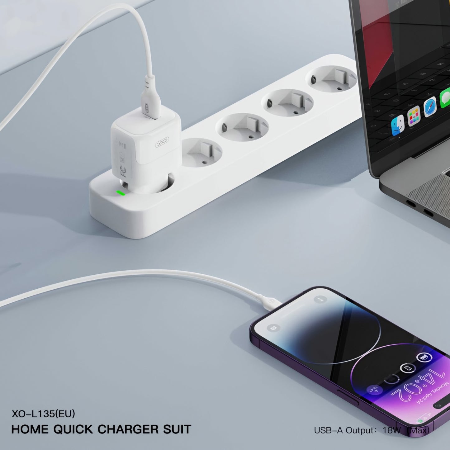 Incarcator Retea Cu Cablu microUSB XO Design L135, 18W, 3A, 1 x USB-A, Alb