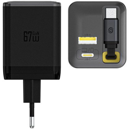 Incarcator Retea Cu Cablu USB-C Dudao A67EU, 67W, 3.35A, 1 x USB-A - 1 x USB-C, Negru
