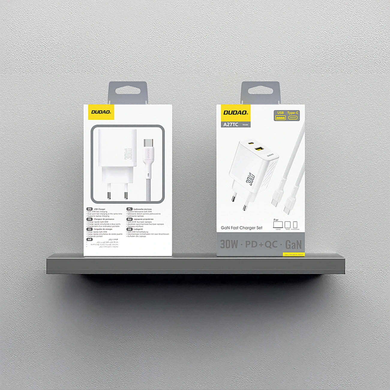 Incarcator Retea Cu Cablu USB-C Dudao A27TCEU, 30W, 1 x USB-A - 1 x USB-C, Alb