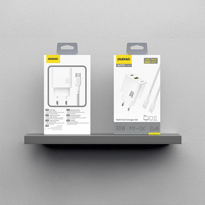 Incarcator Retea Cu Cablu USB-C Dudao A27TCEU, 30W, 1 x USB-A - 1 x USB-C, Alb