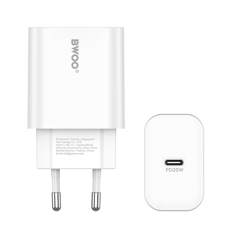 Incarcator Retea Cu Cablu Lightning BWOO CDA233, 20W, 3A, 1 x USB-C, Alb