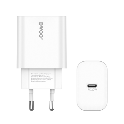 Incarcator Retea Cu Cablu USB-C BWOO CDA233, 20W, 3A, 1 x USB-C, Alb