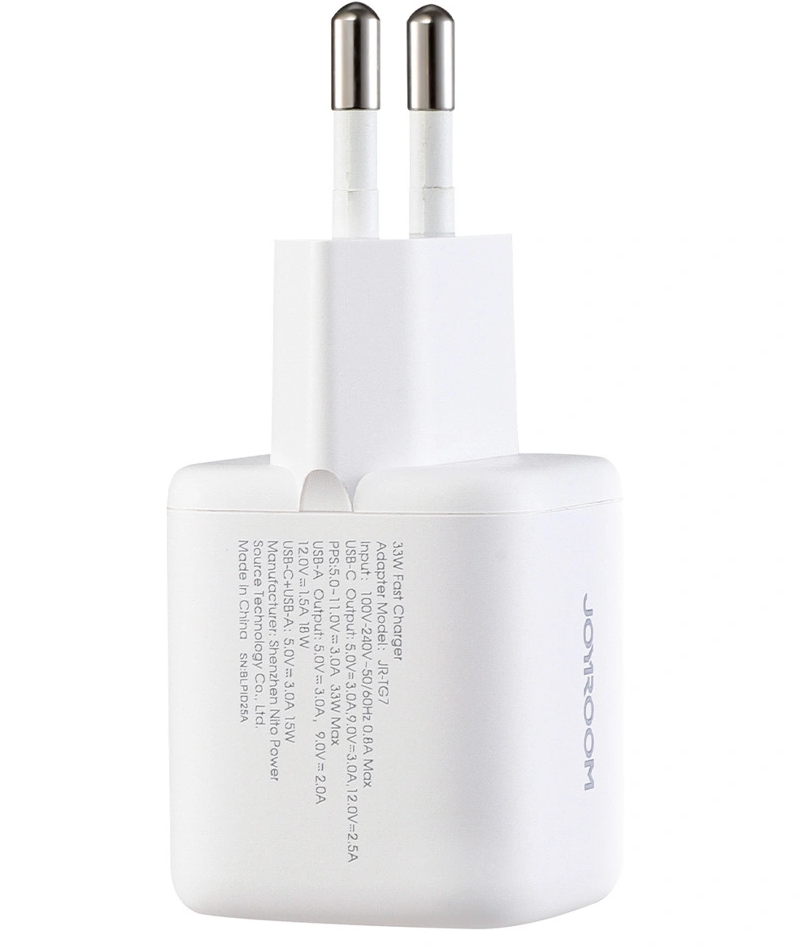 Incarcator Retea Cu Cablu USB-C Joyroom JR-TG7, 33W, 3A, 1 x USB-A - 1 x USB-C, Alb