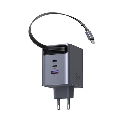 Incarcator Retea Cu Cablu USB-C UGREEN X616 (65828), 100W, 5A, 1 x USB-A - 3 x USB-C, Gri